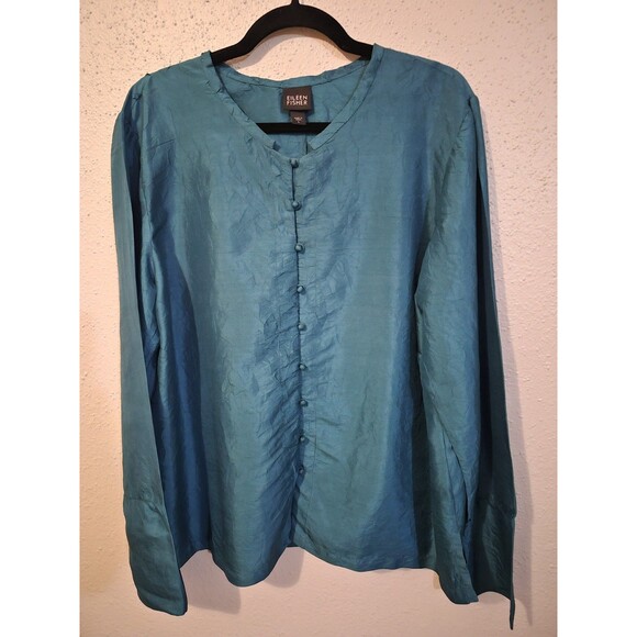 Eileen Fisher Tops - Eileen Fisher L 100% Silk Top Quiet  Luxury Old Money Boss Lady